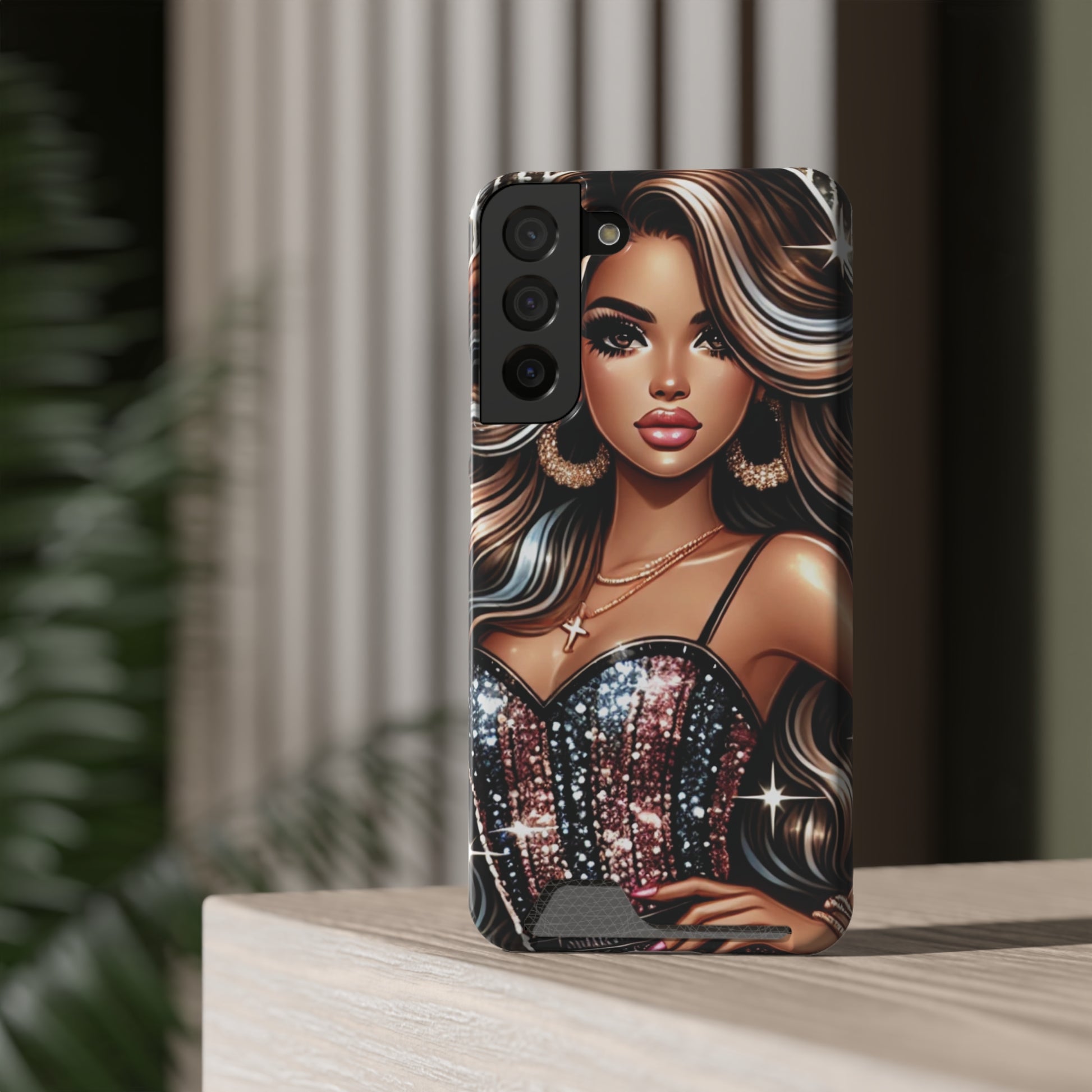 "Beautiful" - Phone Case With Card Holder - Creatively Designed Shop