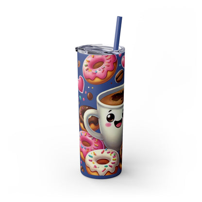 Coffee & Donuts - Skinny Tumbler with Straw, 20oz - Creatively Designed Shop