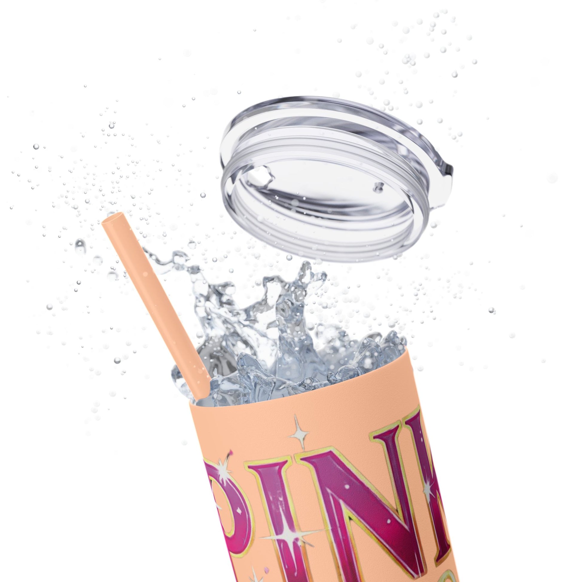 Pink, Sip & Love - Skinny Tumbler with Straw, 20oz - Creatively Designed Shop