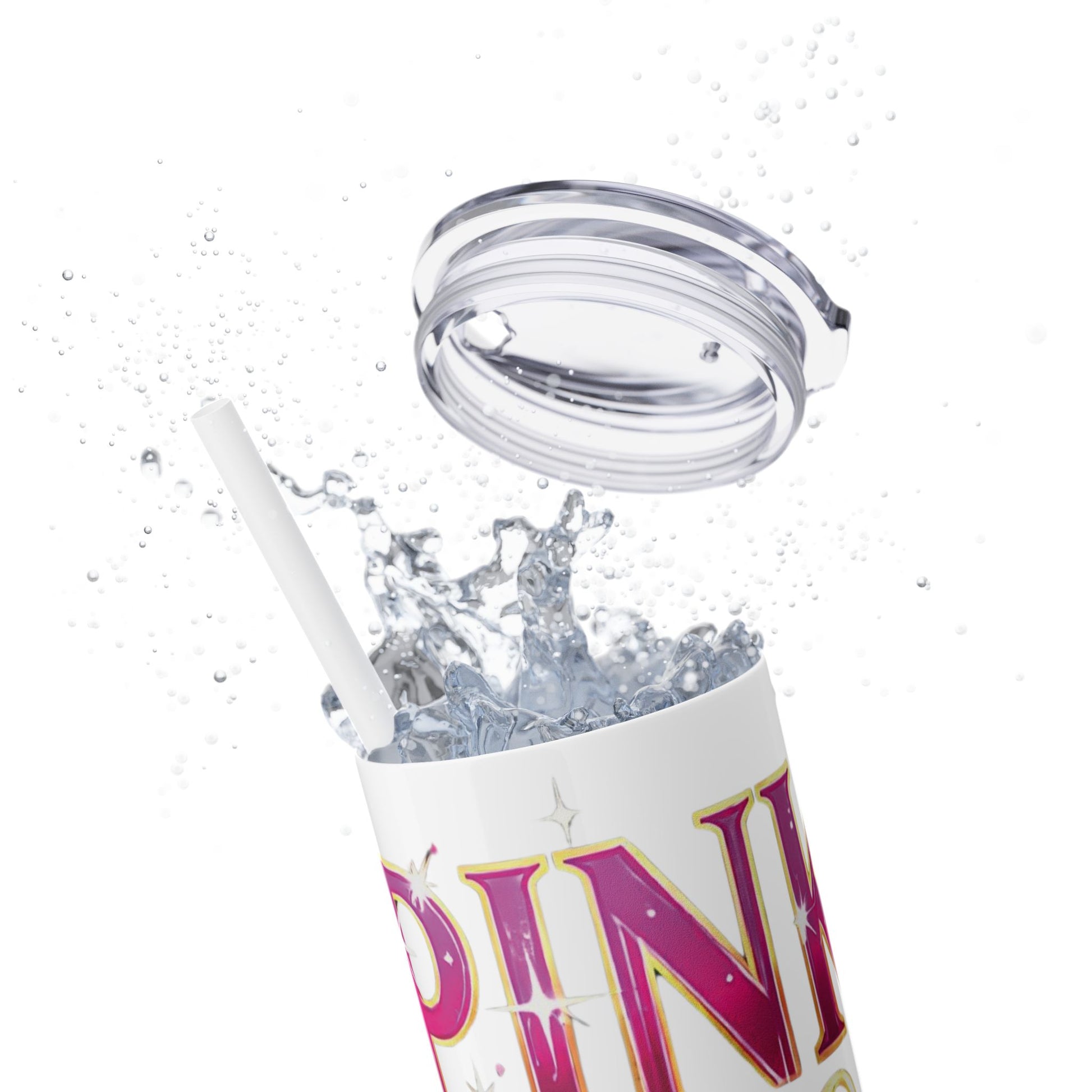 Pink, Sip & Love - Skinny Tumbler with Straw, 20oz - Creatively Designed Shop
