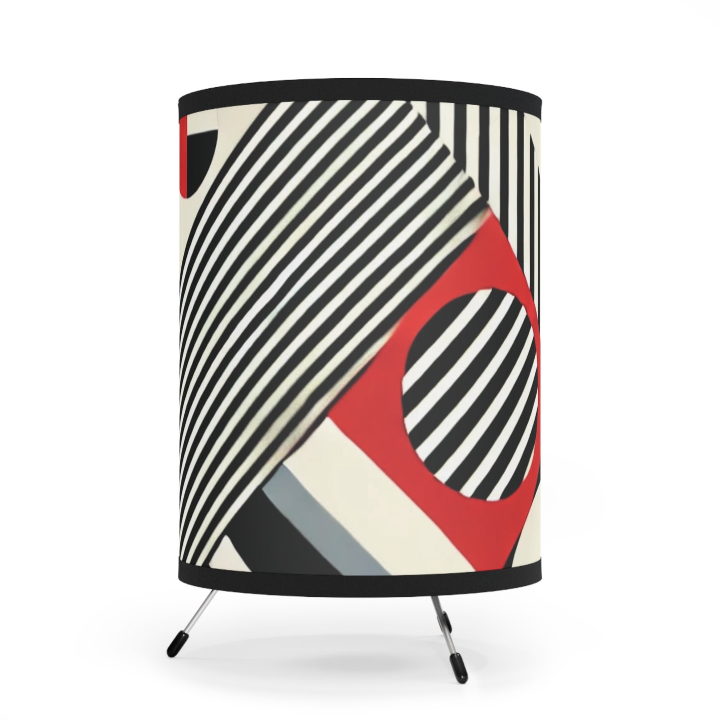 Red, Black & White Abstract - Tripod Lamp with High-Res Printed Shade, US\CA plug