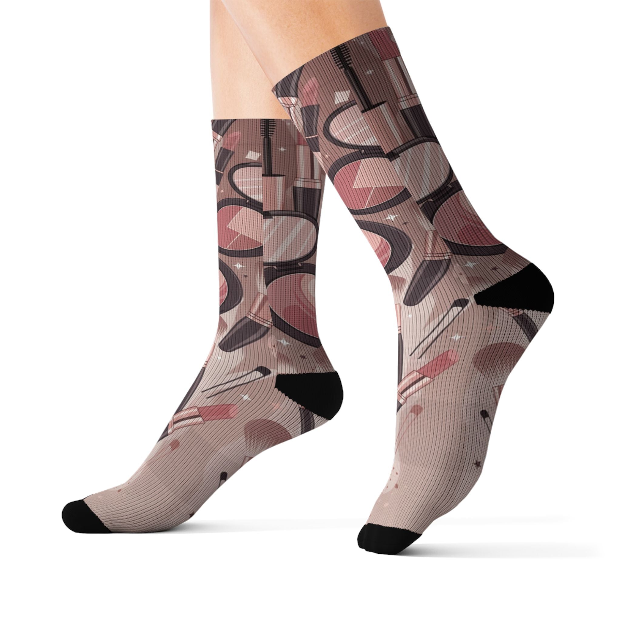 Makeup Icons Collage Socks