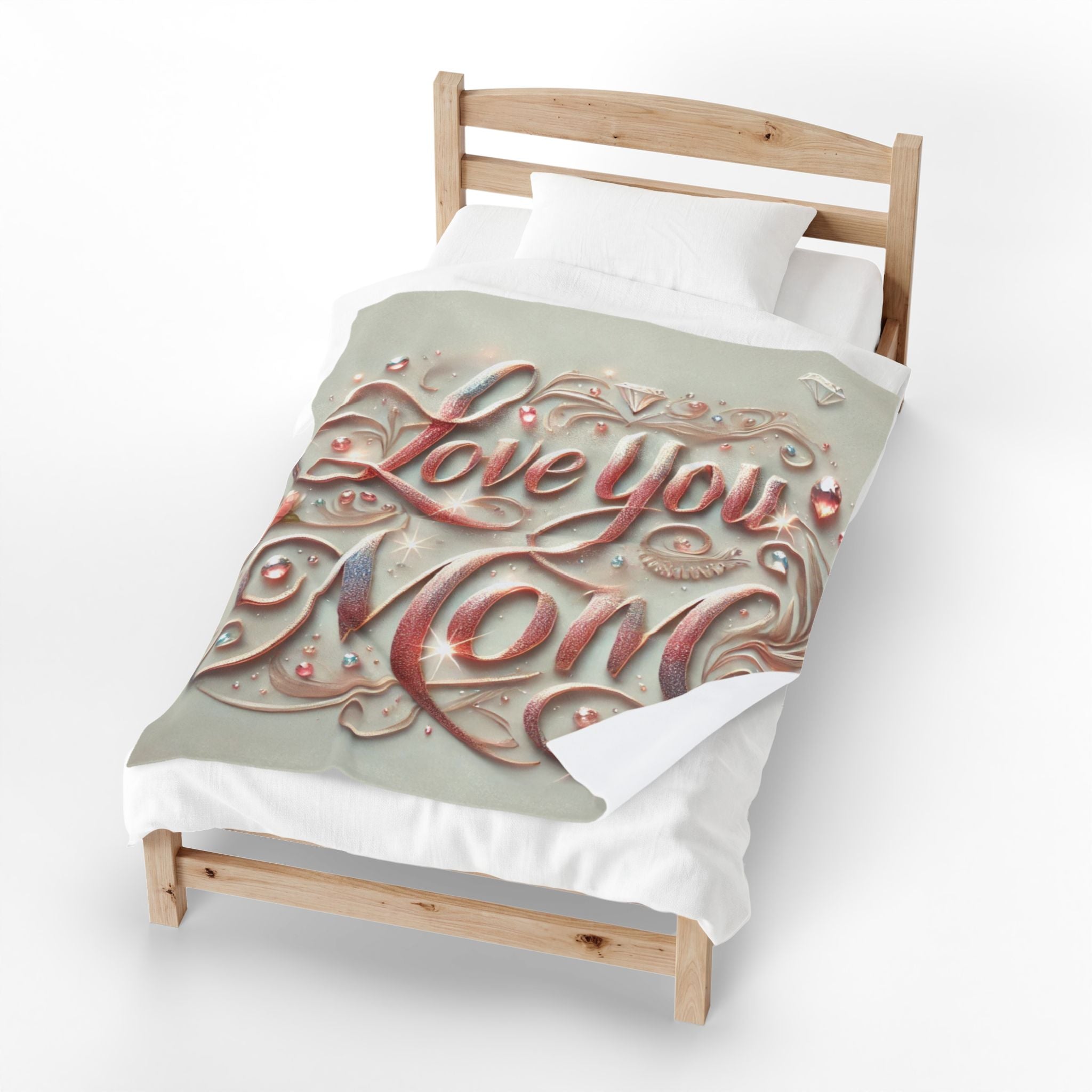 Love You Mom - Velveteen Plush Blanket