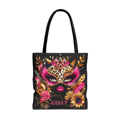 "Sassy" (Black) - Tote Bag (AOP) - Creatively Designed Shop