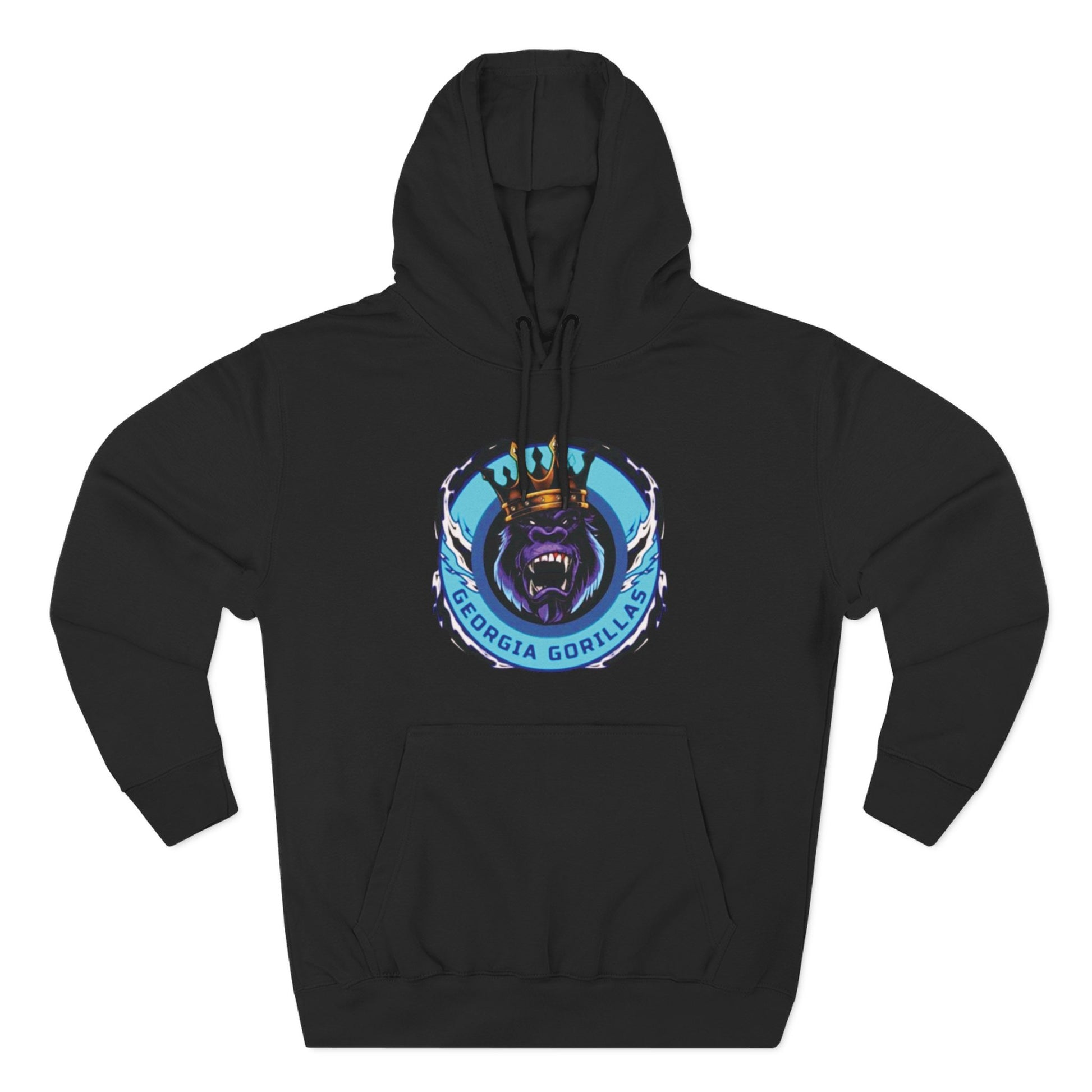 Georgia Gorillas (Blue) - Three-Panel Fleece Hoodie - Creatively Designed Shop