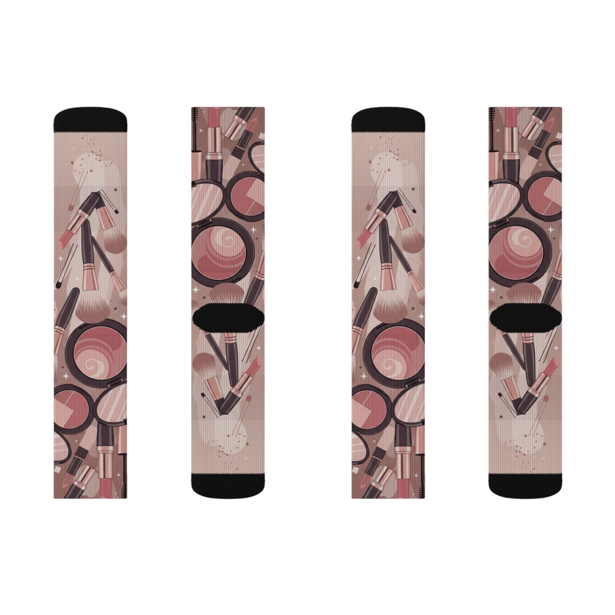 Makeup Icons Collage Socks