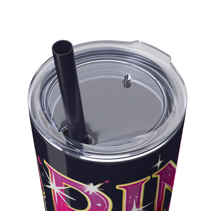 Pink, Sip & Love - Skinny Tumbler with Straw, 20oz - Creatively Designed Shop