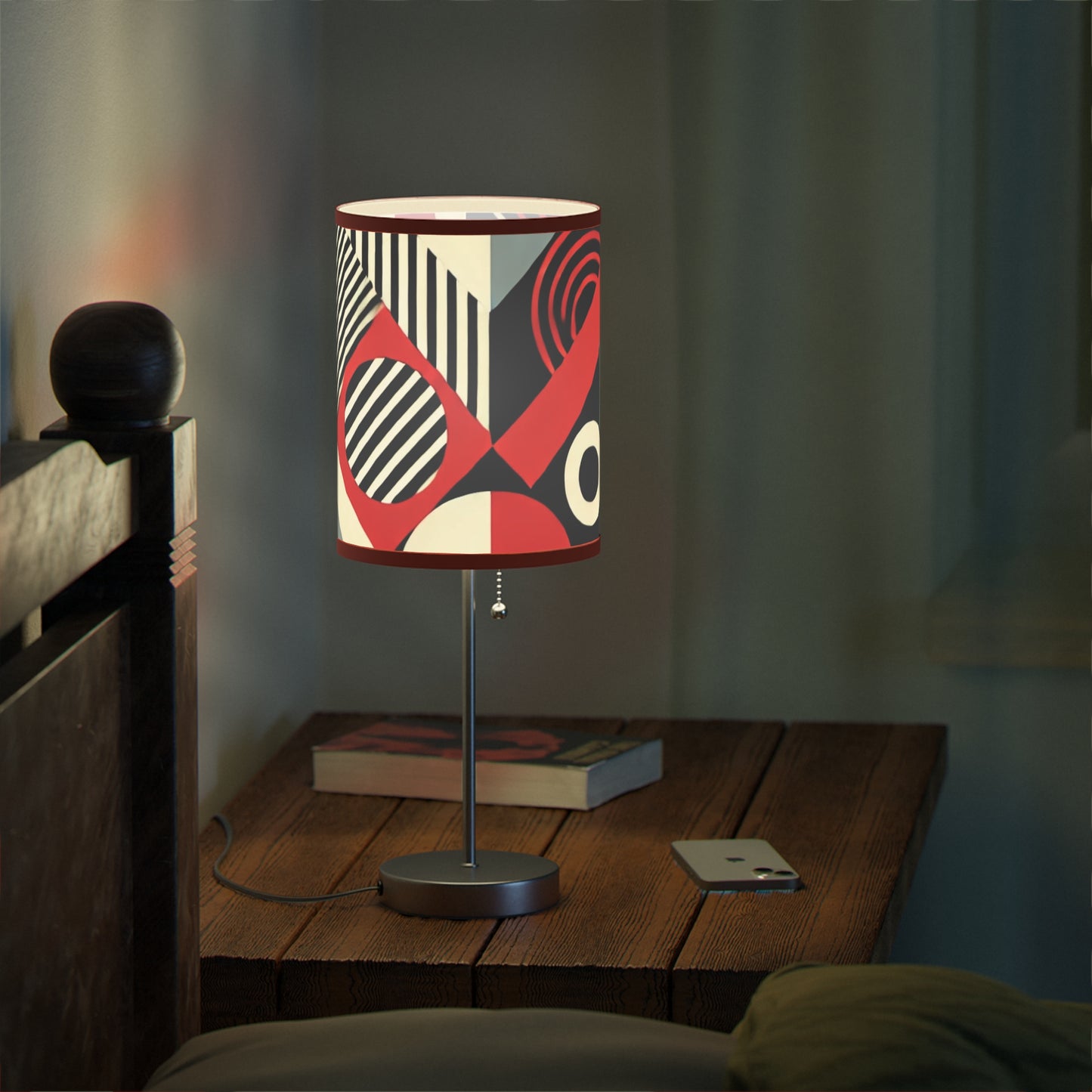 Red, Black & White Abstract - Lamp on a Stand, US|CA plug
