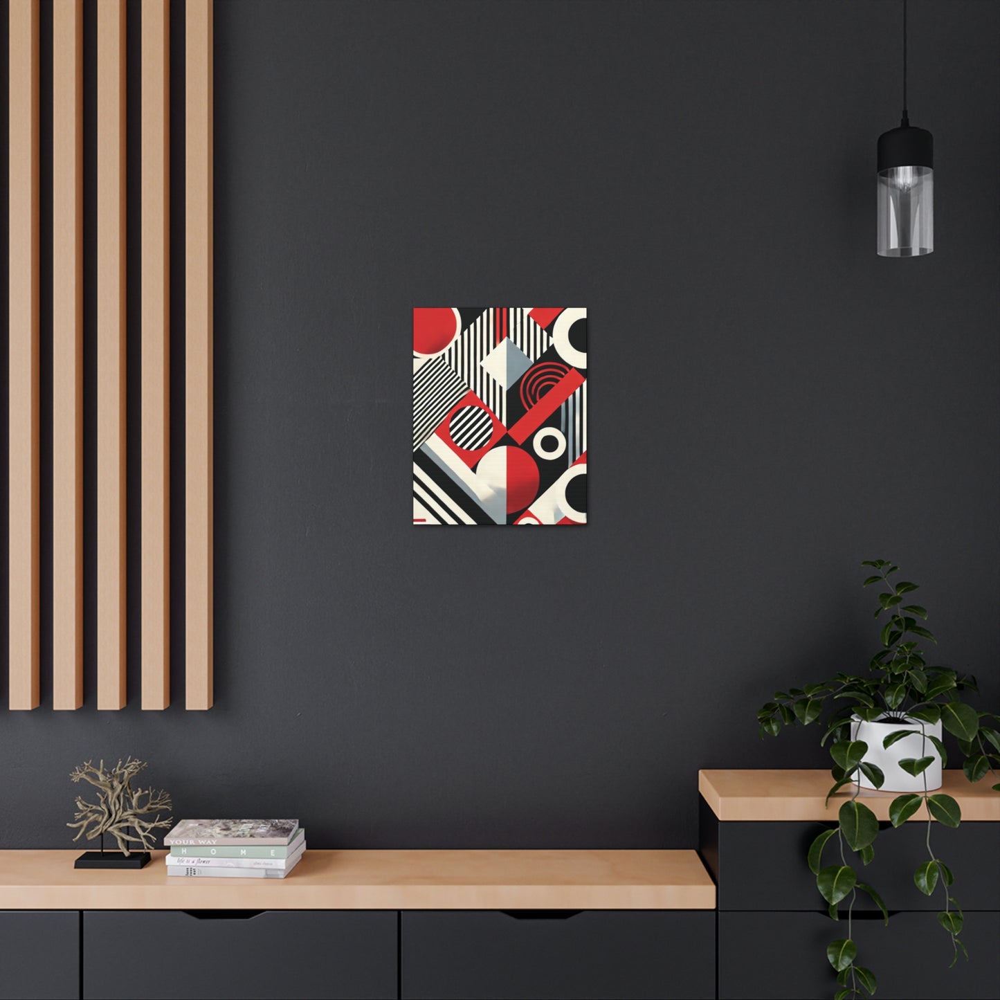 Red, Black & White Abstract - Canvas Gallery Wraps