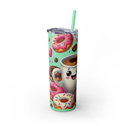 Coffee & Donuts - Skinny Tumbler with Straw, 20oz