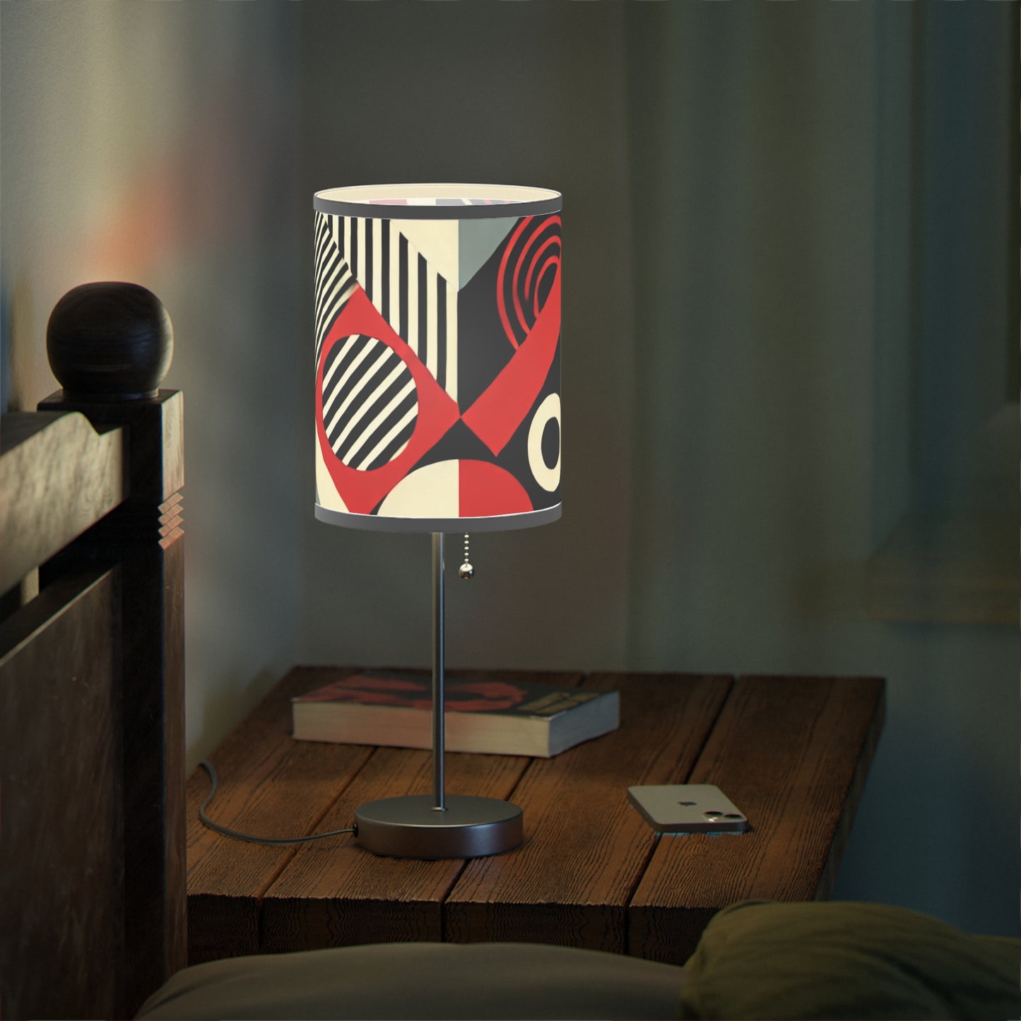 Red, Black & White Abstract - Lamp on a Stand, US|CA plug