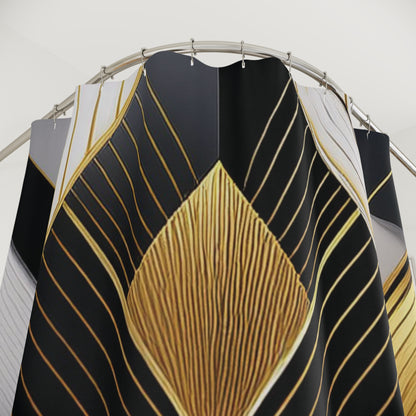 Black, Gold, & White - Shower Curtain