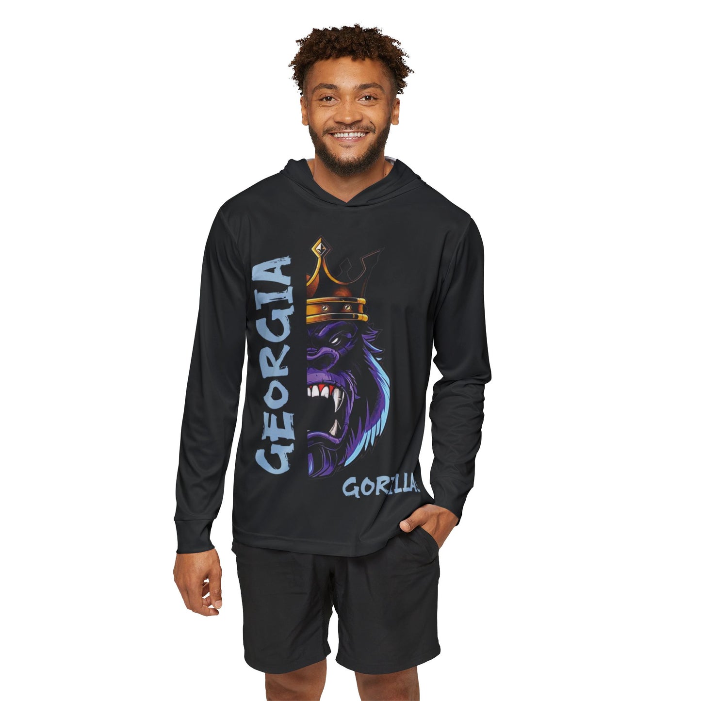 Georgia Gorillas (Black) - Men's Sports Warmup Hoodie (AOP) - Creatively Designed Shop