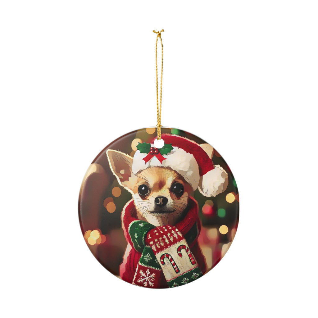Merry Chihuahua Christmas - Ceramic Decoration Ornament, (1pc)