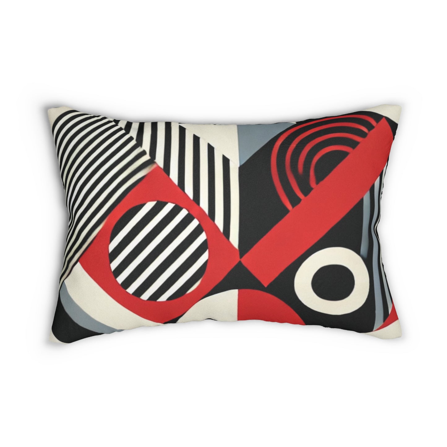 Red, Black & White Abstract - Spun Polyester Lumbar Pillow