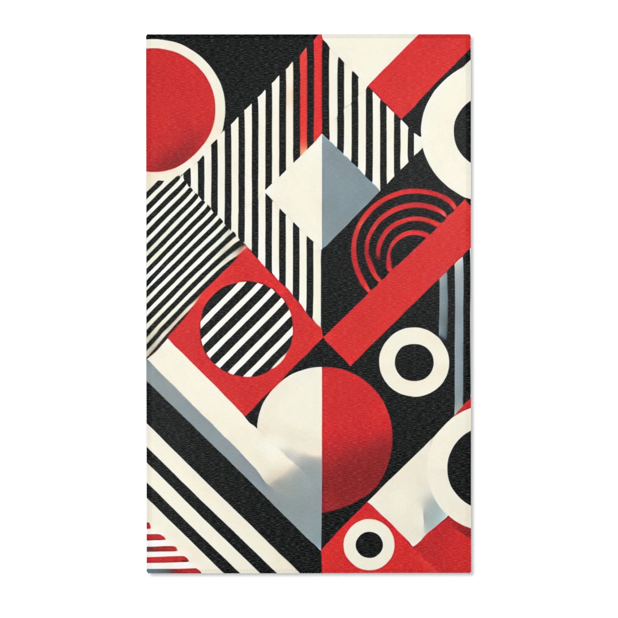 Red, Black & White Abstract - Area Rugs