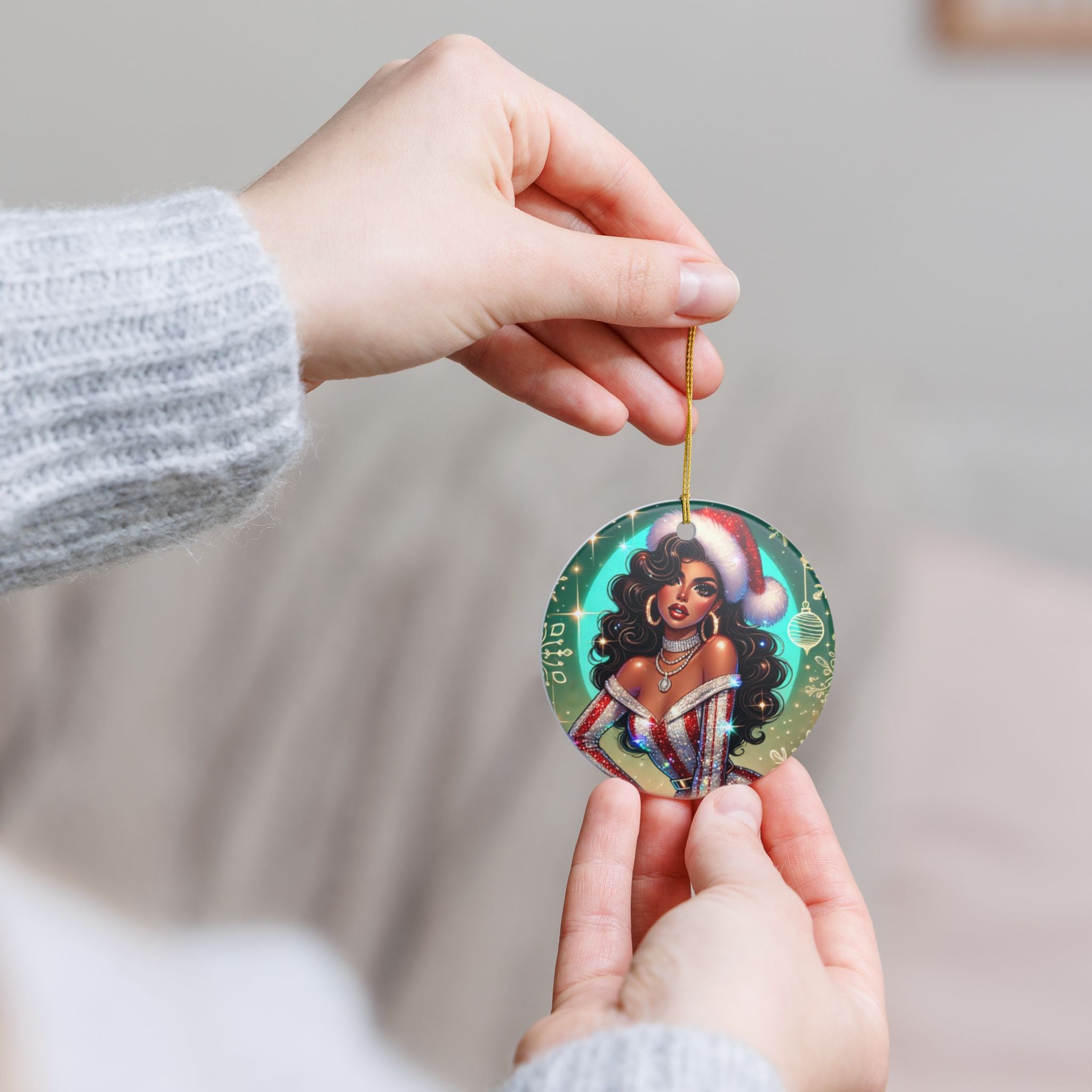 Christmas Beauty (Cultural) - Ceramic Decoration Ornament, (1pc)