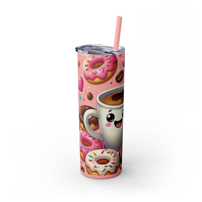 Coffee & Donuts - Skinny Tumbler with Straw, 20oz