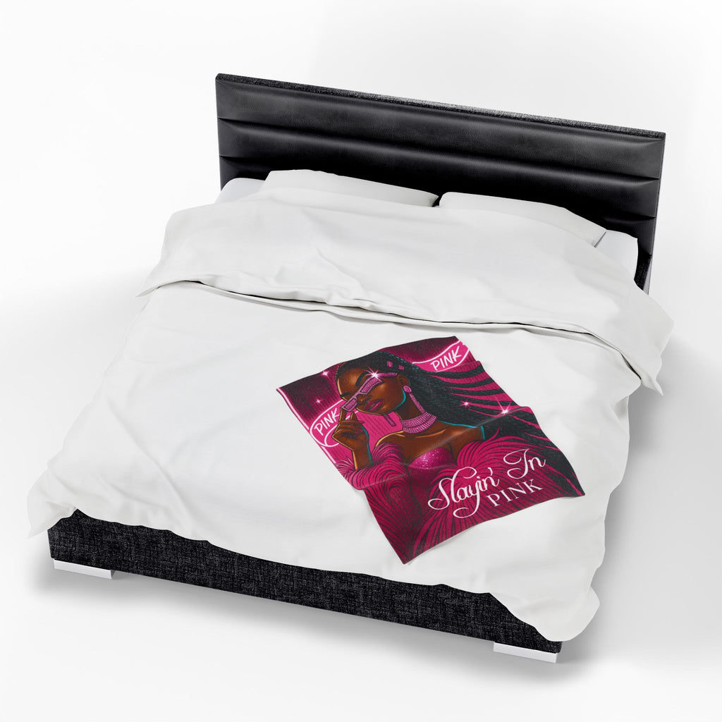 Slayin' In Pink - Velveteen Plush Blanket