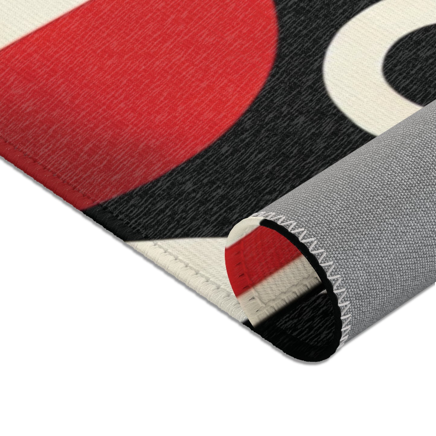 Red, Black & White Abstract - Area Rugs