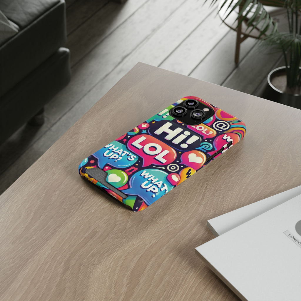 "Text Bubbles" - Phone Case With Card Holder