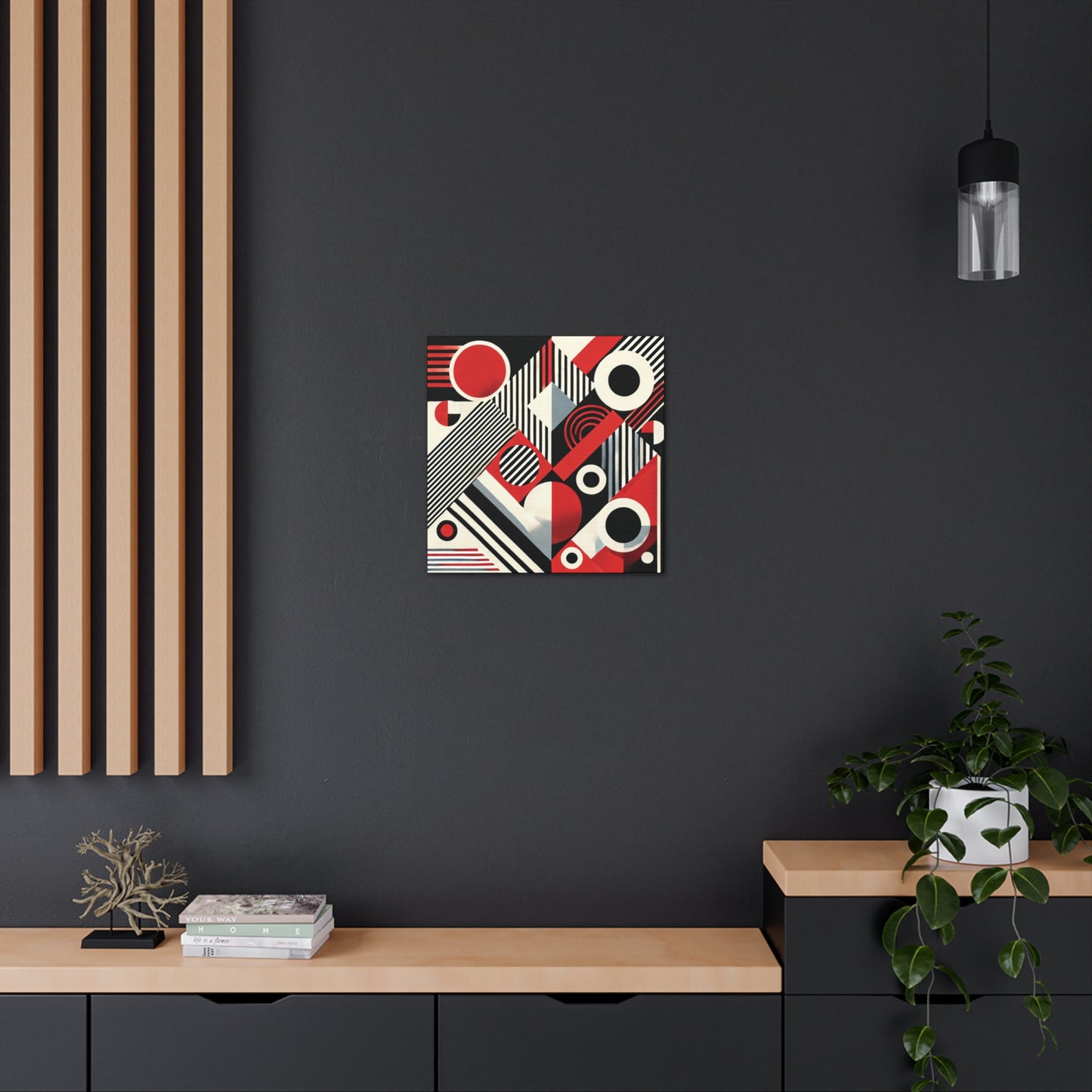 Red, Black & White Abstract - Canvas Gallery Wraps