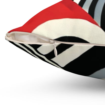 Red, Black & White Abstract - Spun Polyester Square Pillow