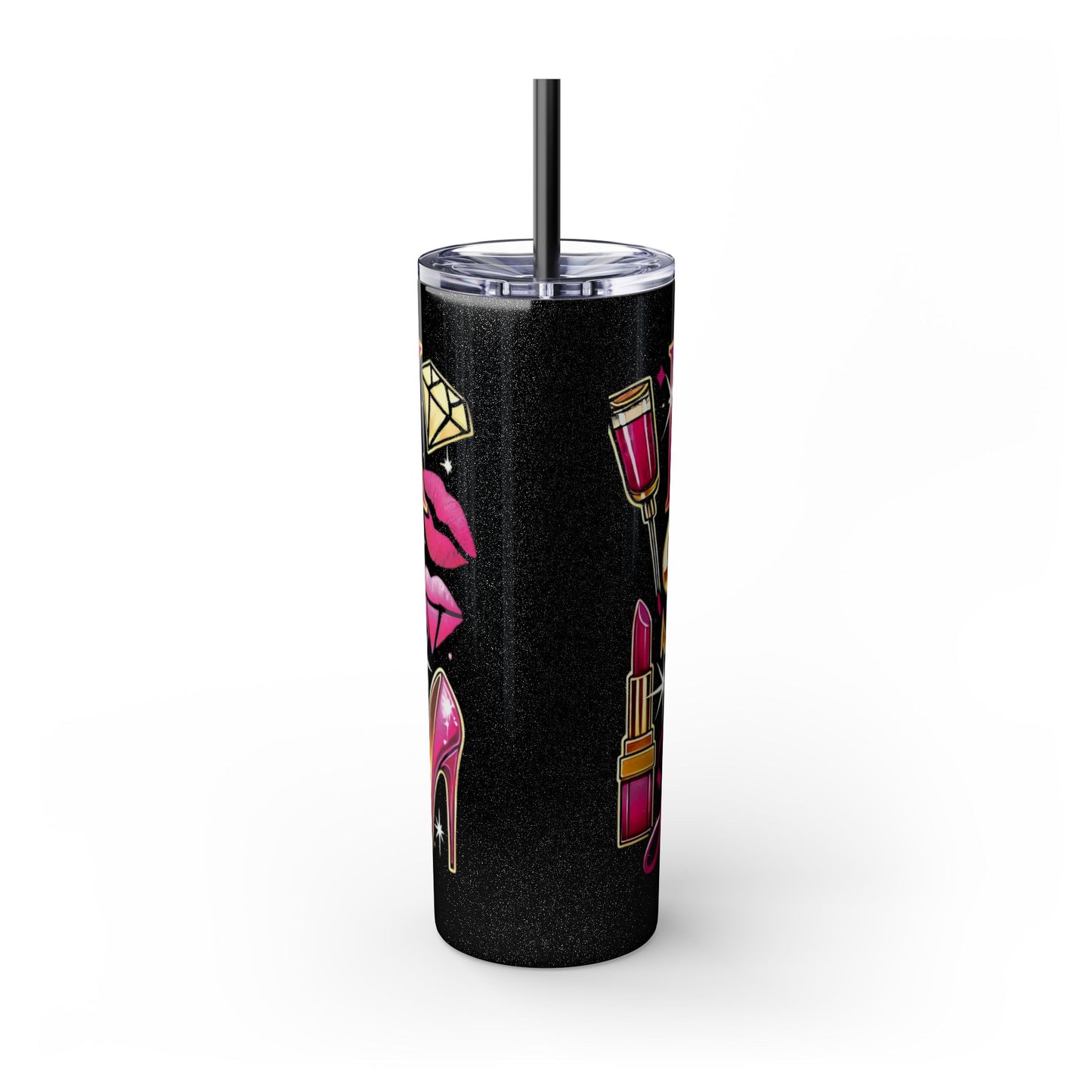 Pink, Sip & Love - Skinny Tumbler with Straw, 20oz - Creatively Designed Shop