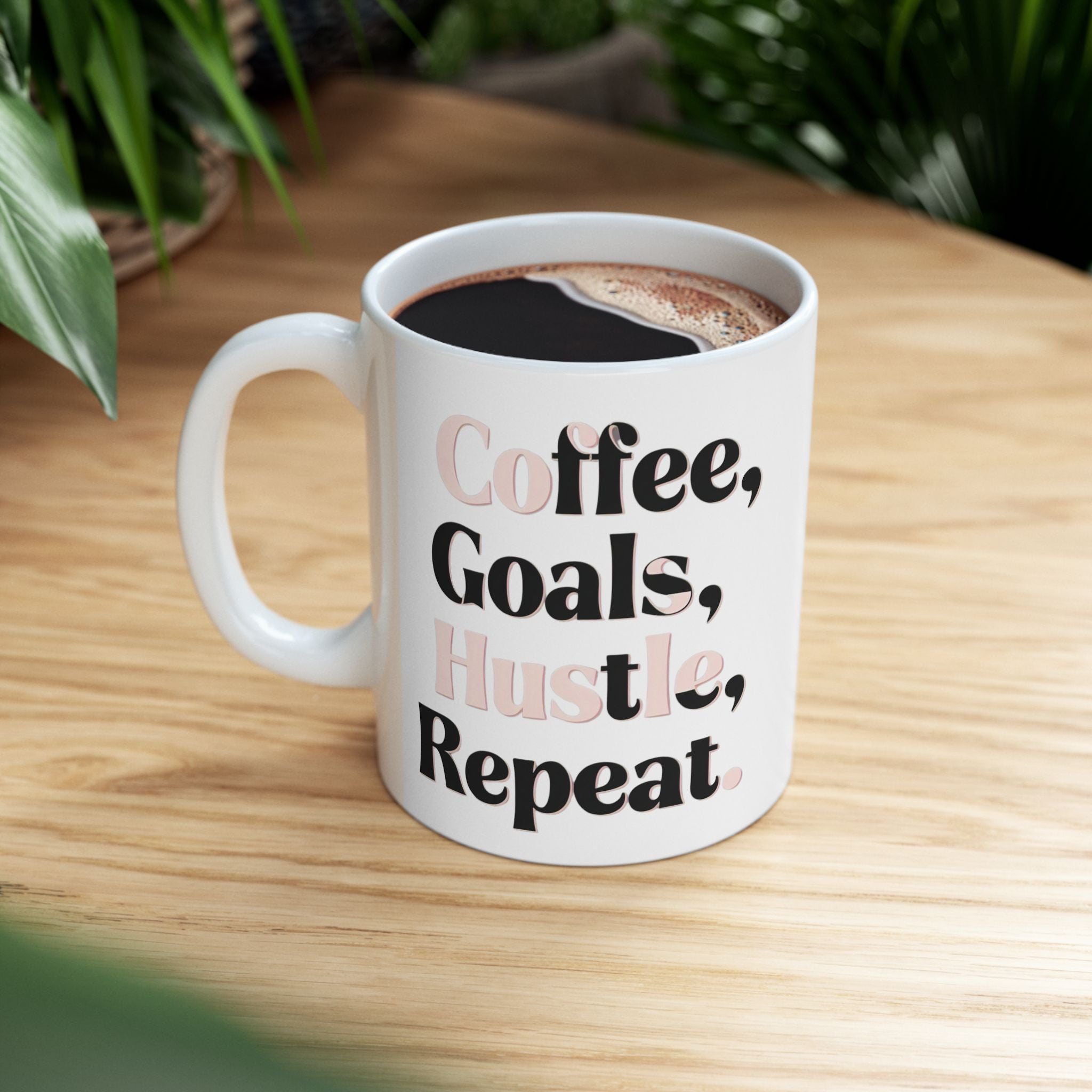 Coffee, Goals, Hustle, Repeat - Ceramic Mug (11oz & 15oz)