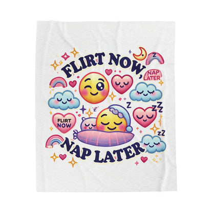 Flirt Now, Nap Later - Velveteen Plush Blanket