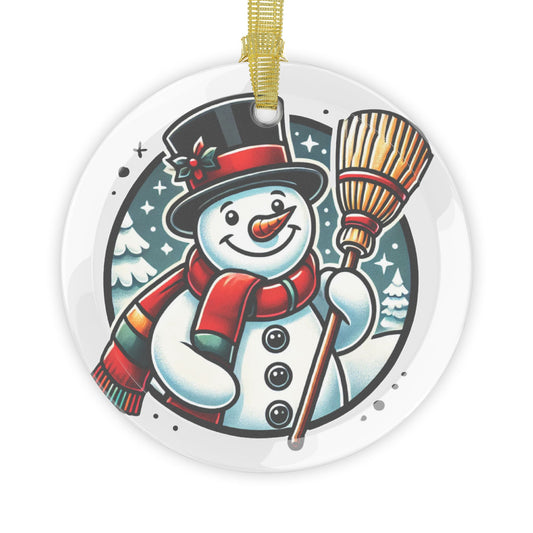 Snowman with a Magic Hat - Glass Ornaments