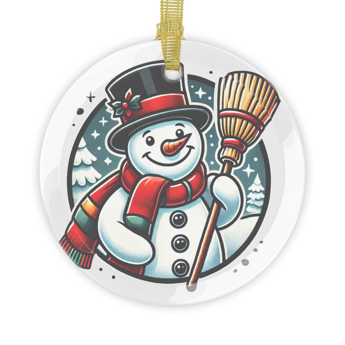 Snowman with a Magic Hat - Glass Ornaments - Creatively Designed Shop