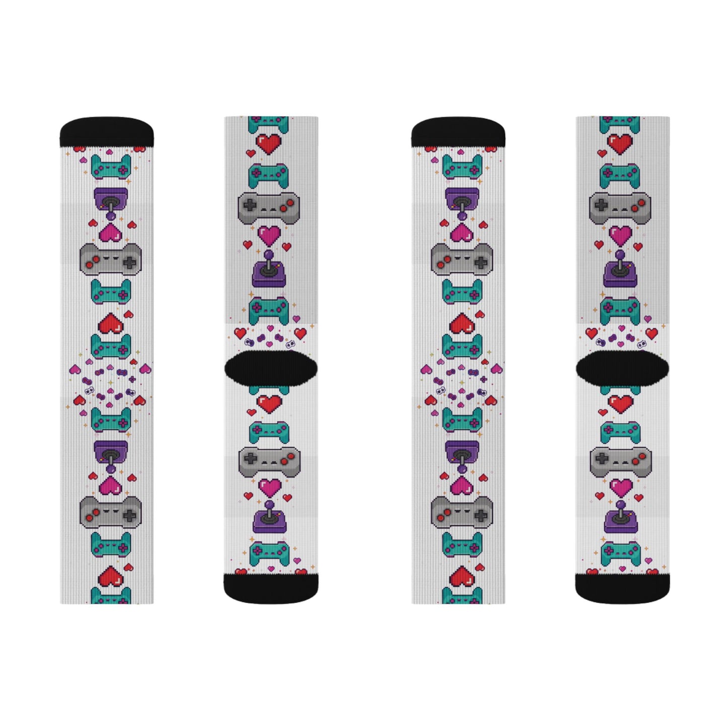 Pixel Hearts & Controllers Socks