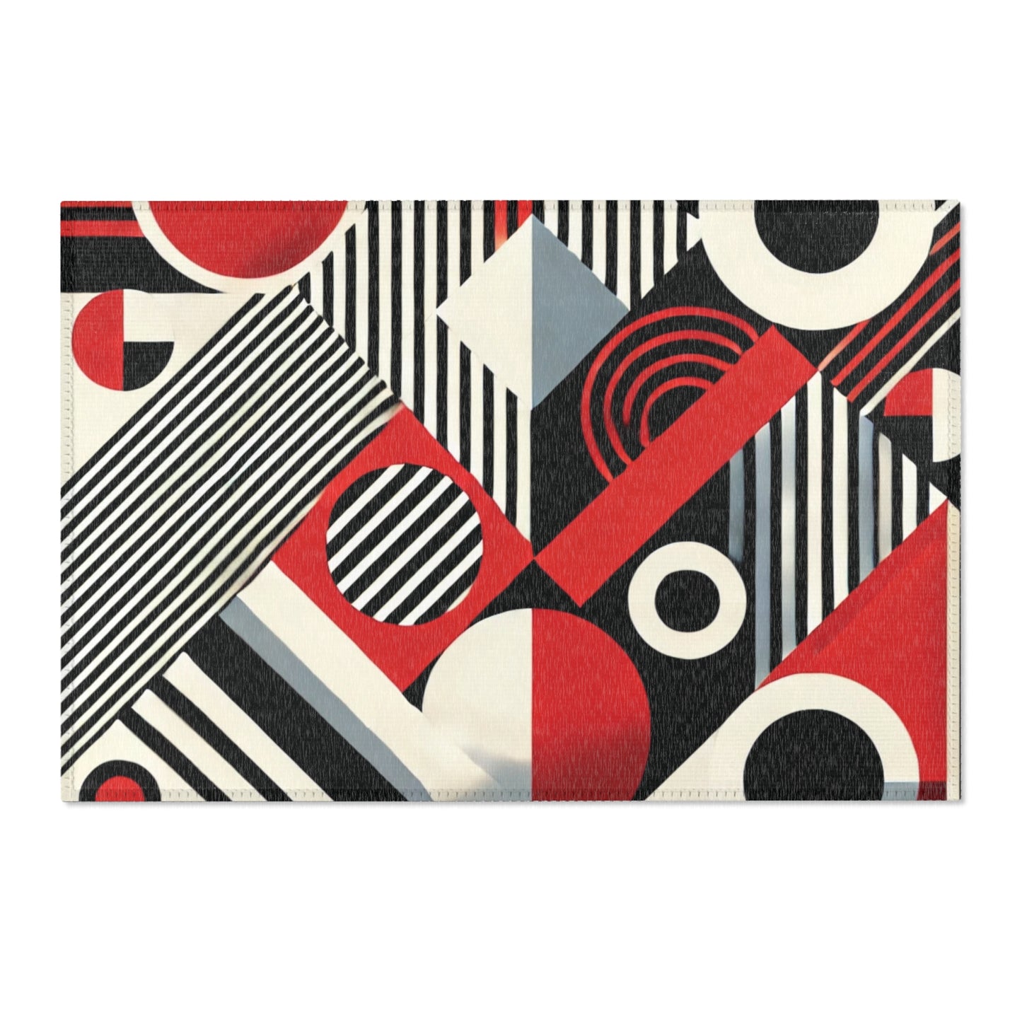 Red, Black & White Abstract - Area Rugs