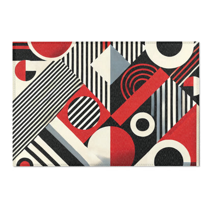 Red, Black & White Abstract - Area Rugs