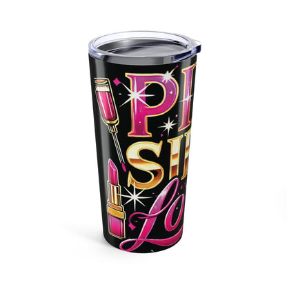 Pink, Sip & Love - Black Tumbler 20oz - Creatively Designed Shop