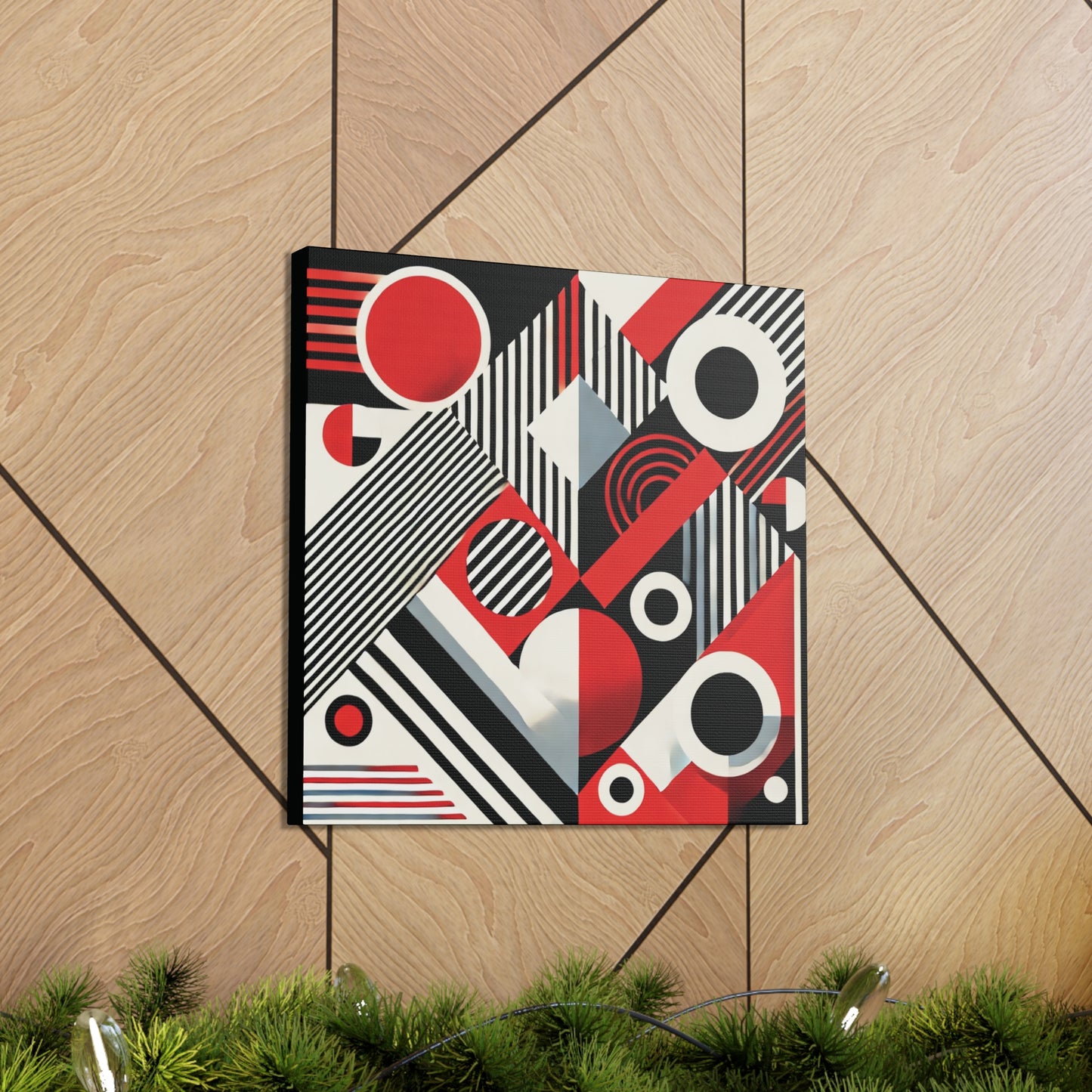 Red, Black & White Abstract - Canvas Gallery Wraps