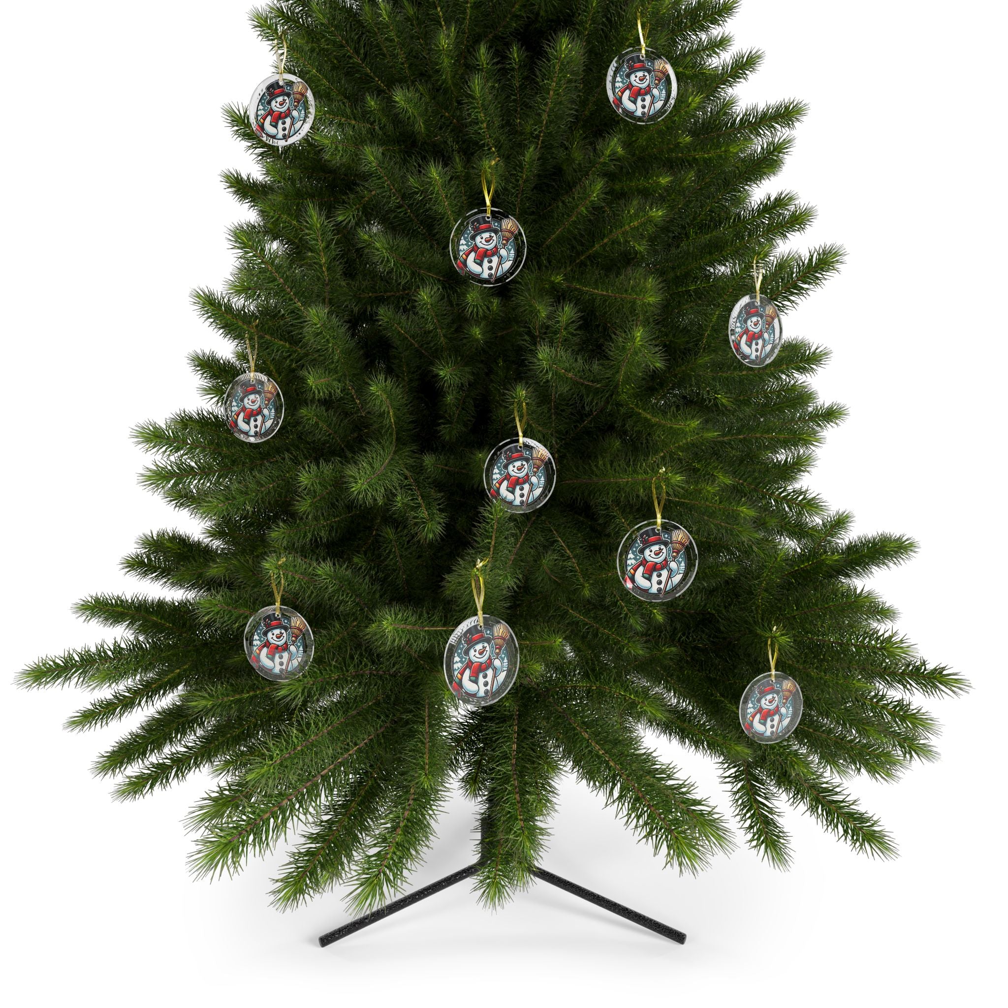 Snowman with a Magic Hat - Glass Ornaments