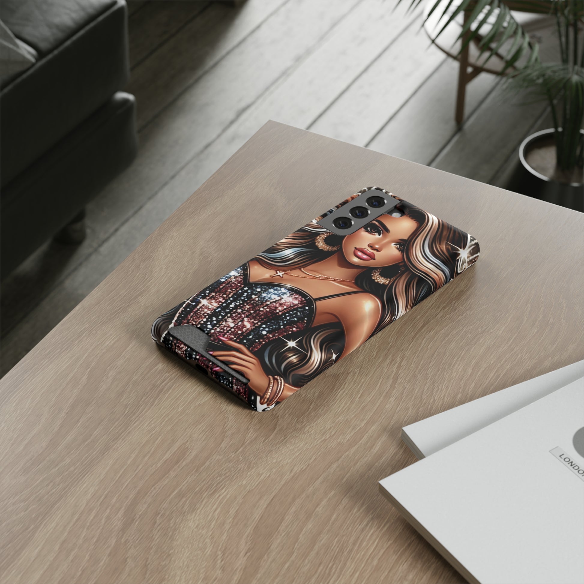 "Beautiful" - Phone Case With Card Holder - Creatively Designed Shop