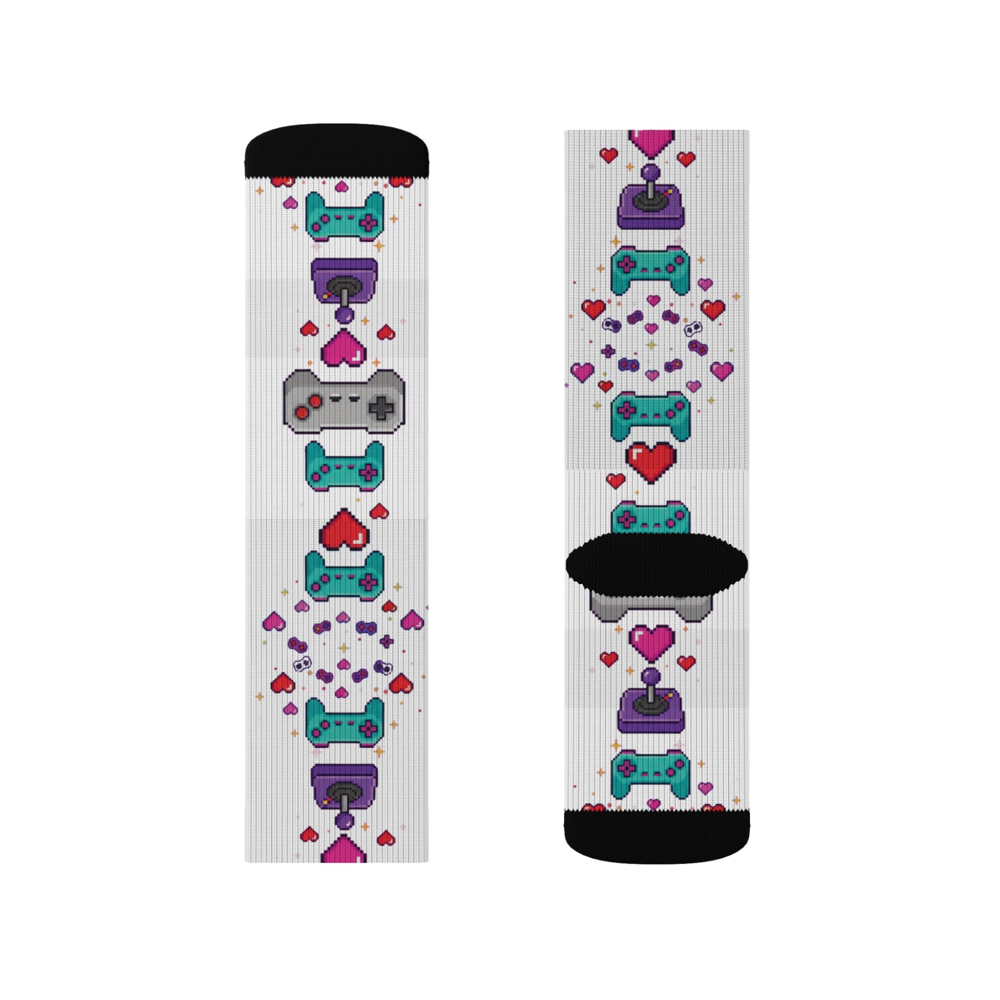 Pixel Hearts & Controllers Socks