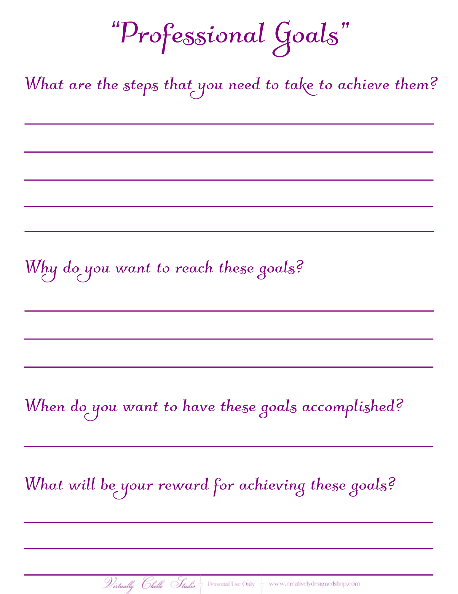 Life Goals Sheet.pdf Life Planner - Professional Goals Sheet (Printable PDF) - Color ...