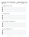 Life Planner - Gratitude Journal Page (Printable PDF) - B&W