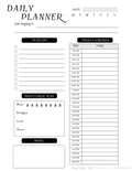 Life Planner - Daily Planner Page (Printable PDF) - B&W