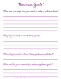 Life Planner - Business Goals Sheet (Printable PDF) - Color