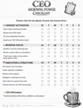 CEO Morning Power Checklist – Coffee Edition  |  Productivity Tracker (Black & White) | Printable PDF